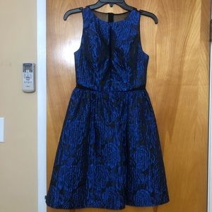 Aidan Mattox A-Line Dress with Blue Roses & Mesh